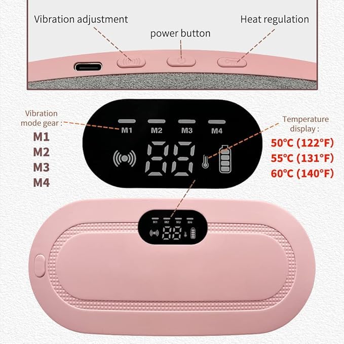 Portable Electric Heating Belt for Menstrual Cramps, Pink