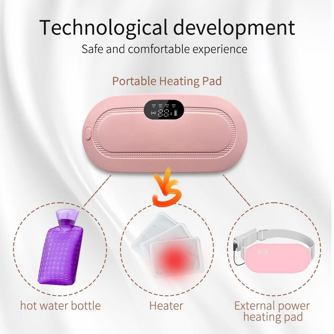Portable Electric Heating Belt for Menstrual Cramps, Pink