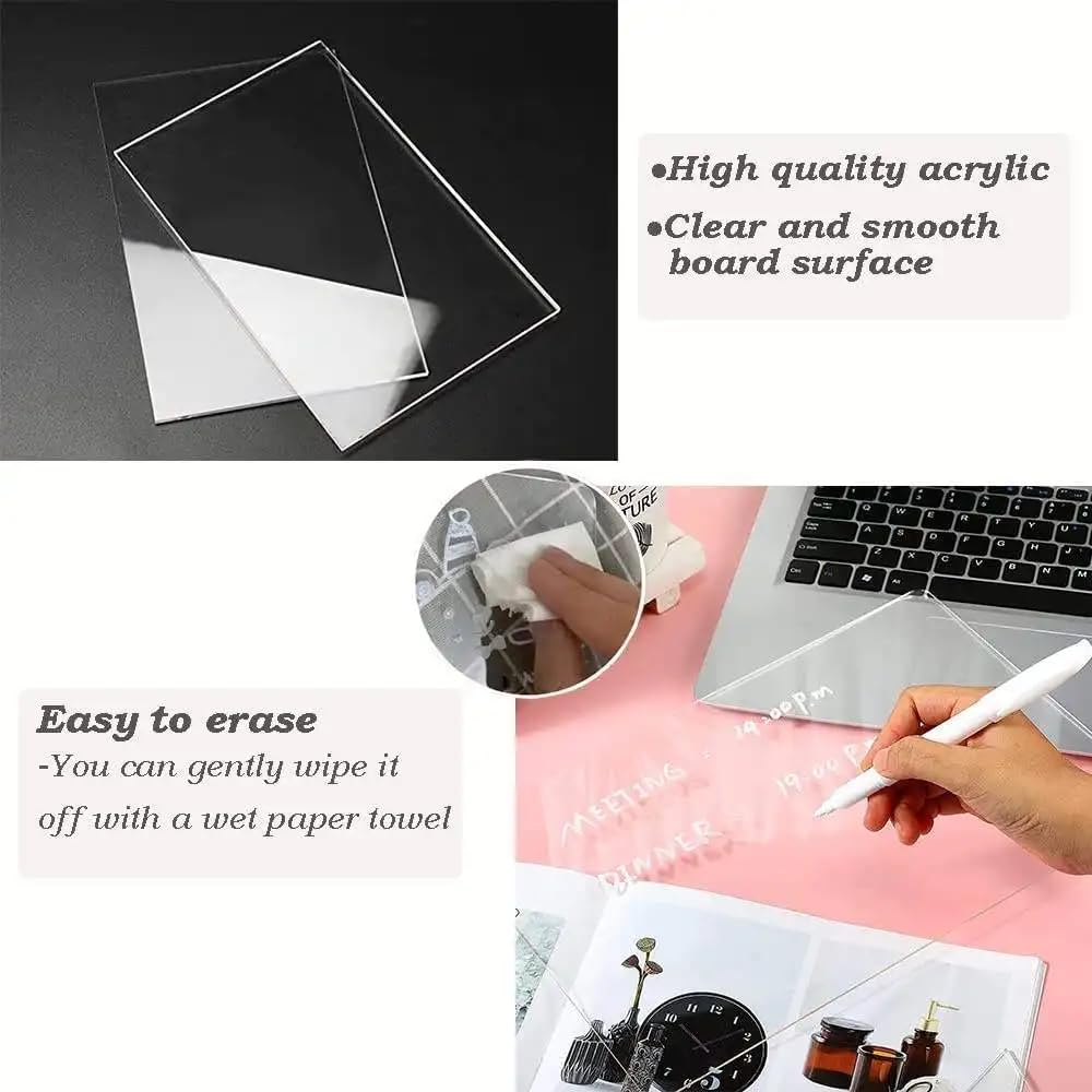 LED Acrylic Writing Board with Light & 7 Pens | 15x15 cm DIY 3D Rewritable Message Pad